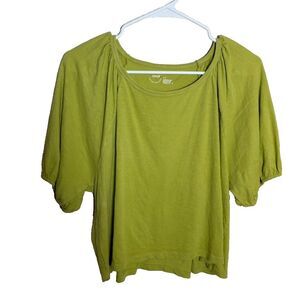 Aerie T-Shirt Women's Small Green Round Neck Puff Sleeve Solid Casual Shirt